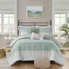 Sapphtopaz Comforter Set Farmhouse Style Seersucker Floral Print Lace Embellishment Reversible Cotton Quilt Set - 4 of 4