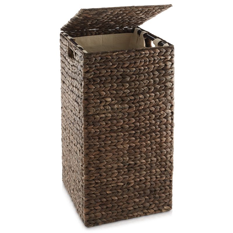 Casafield Laundry Hamper with Lid and Removable Liner Bag, Woven Water Hyacinth Square Laundry Basket for Clothes, 1 of 7