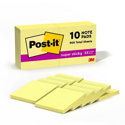Post-it Super Sticky Notes 3" x 3" Canary Yellow 90 Sheets/Pad 558255
