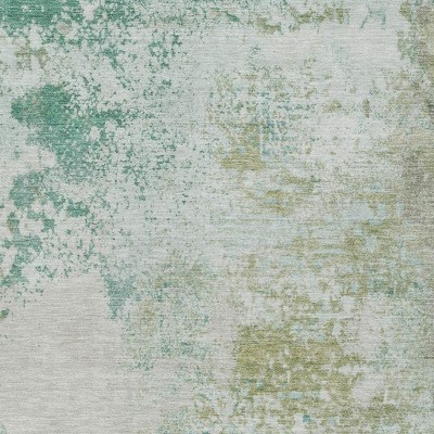 HomeRoots 3' X 5' Beige Teal Blue And Ivory Abstract Washable Indoor Outdoor Area Rug