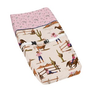 Sweet Jojo Designs Girl Changing Pad Cover Western Cowgirl Pink Brown and Beige - 1 of 4