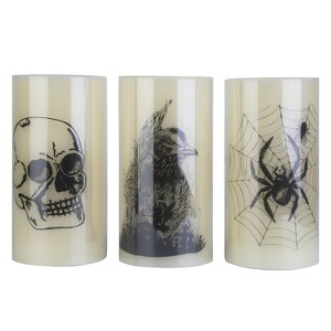 iMountek"3-Pack Halloween Flameless Candles with Timer, Battery-Powered Warm Orange Light for Party Décor"White&Orange - 1 of 4