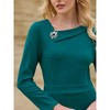 INSPIRE CHIC Women's Elegant A-Line Asymmetrical Neckline Wear to Work Flare Dress - 4 of 4