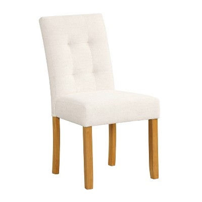 Ivory Linen Upholstered Tufted Parsons Side Chair Set