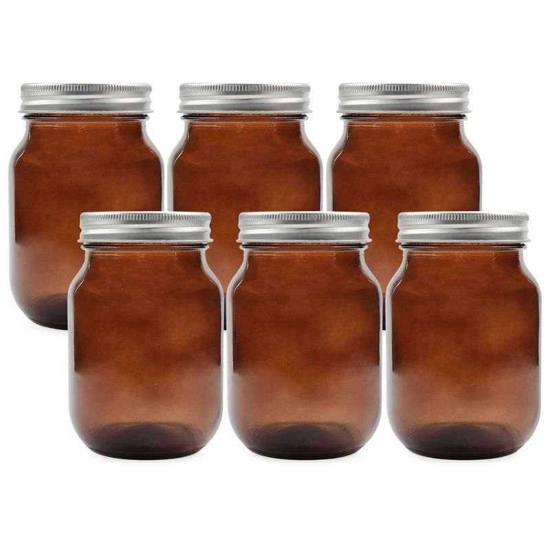 Cornucopia Brands Amber Glass Mason Jars (6pk, Pint Size); Colored Glass Canning and Apothecary Jars, 1 of 8