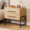 Mid Century Modern Nightstand with Unique Shape, Extended Drawer Handles, 2 Drawers & Metal Legs, Light Wood Side Table for Bedroom or Living Room - 3 of 4