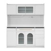63 Inch Kitchen Cabinets with Hutch,Pantry Cabinets with 6 Drawers,5 Cabinets with Adjustable Shelves,Towel Rack,Power Outlet-The Pop Home - 3 of 4