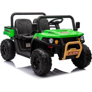 24V Kids 2-Seater Ride On Dump Truck, 4×35W Motors, Electric Bed, Shovel, Remote, Bluetooth, Music & LED Lights - 1 of 4