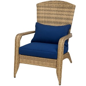 Patio Adirondack Chair with Rattan Wicker, Soft Cushions, Tall Curved Backrest for Deck or Garden - 1 of 4