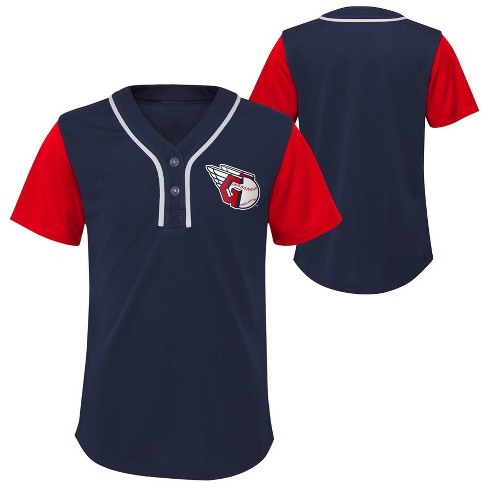 MLB Cleveland Guardians Youth Girls' Henley Team Jersey - XS