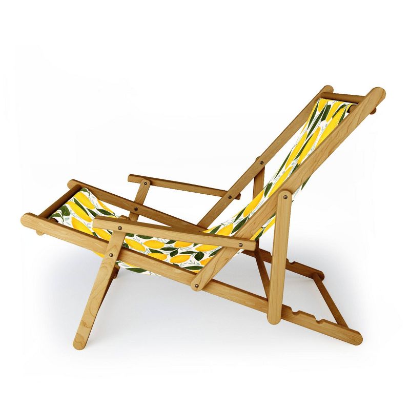 Avenie Mediterranean Summer Lemons I Sling Chair - Yellow - Deny Designs: UV-Resistant, Water-Proof, Adjustable Recline, Portable Outdoor Lounger, 3 of 5
