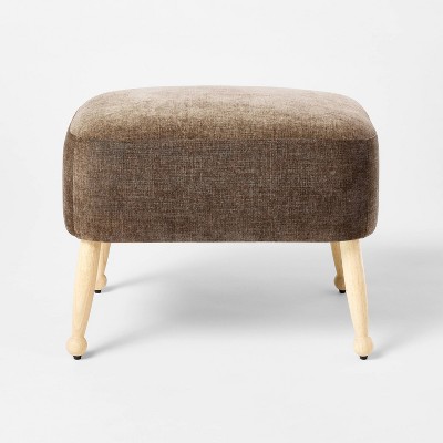 Corallina Upholstered Wooden Ottoman Natural Wood/Dark Brown - Threshold™ designed with Studio McGee