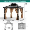 10x10 FT Permanent Hardtop Gazebo Outdoor Pavilion, Heavy Duty Aluminum Frame, Garden Shelter with Curtains & Netting, All-Weather Patio Canopy - 3 of 4