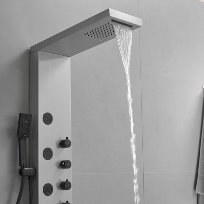 Black Nickel 5-Jet Rainfall Shower Panel System with Handheld Shower