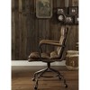 TiramisuBest Vintage Brown Leather High-Back Office Chair with Wooden Armrests & 4-Star Base - 2 of 4