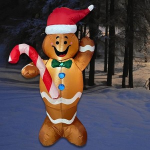 5ft Inflatable Gingerbread Man with LED Lights by 4E's Novelty. Perfect for Christmas parties, and indoor or outdoor decoration. - 1 of 4