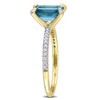 EVERLY JEWELRY | 14K Yellow Gold 2 CT TGW London Blue Topaz and 1/10 CT TDW Diamond Solitaire Ring - 2 of 4