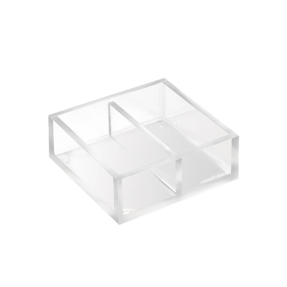 RUSSELL + HAZEL Acrylic Twin Bloc: Clear Desk Organizer & Holder, Acrylic Desk Tool Holder, 4.5" x 4.5" x 2"