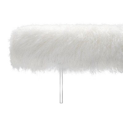 Lilliana 50'' White Genuine Sheepskin Modern Bench with Acrylic Legs