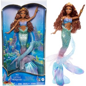 Mattel Disney The Little Mermaid Deluxe Ariel Doll with Iridescent Tail, Hair Jewelry Beads & Doll Stand - 1 of 4
