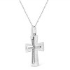 Haus of Brilliance Silver Prong-Set Diamond Accent Cross Pendant Necklace - 3 of 4