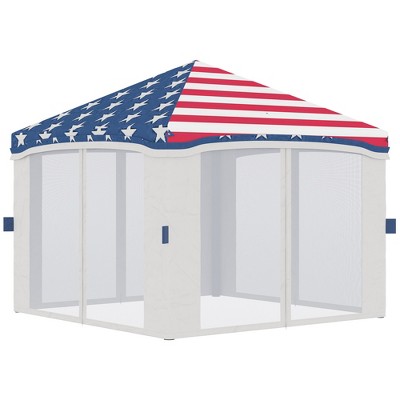 American Flag 10' x 10' Pop Up Canopy Tent with Netting