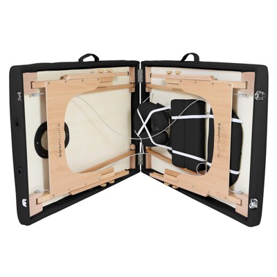 Black Portable Massage Table with Adjustable Backrest and Accessories