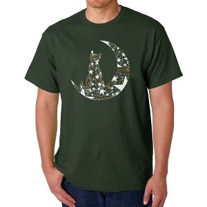 LA Pop Art Cat Sitting On Moon - Men's Word Art T-Shirt - 1 of 4