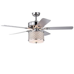 Warehouse Of Tiffany Shelee Chrome 52" 5-Blade Lighted Ceiling Fan Two-Color Blades Reversible with Remote Control - 1 of 2