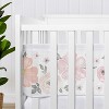 Sweet Jojo Designs + BreathableBaby Breathable Mesh Crib Liner Girl Watercolor Floral Pink Grey and White - 3 of 4