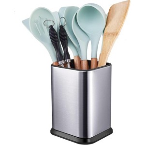 Stainless Steel Kitchen Utensil Holder for Countertop, Spoon Spatula Organizer, Rectangular Large Cooking - 1 of 4