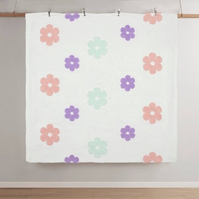 Full/Queen Multicolor Floral Chenille Kids Duvet Cover Set