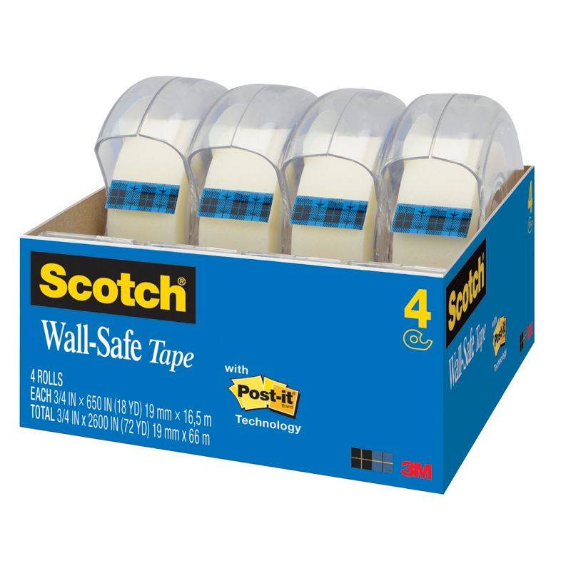 Scotch Wall Safe Tape, 0.75 x 650 Inches, Pack of 4, 1 of 2