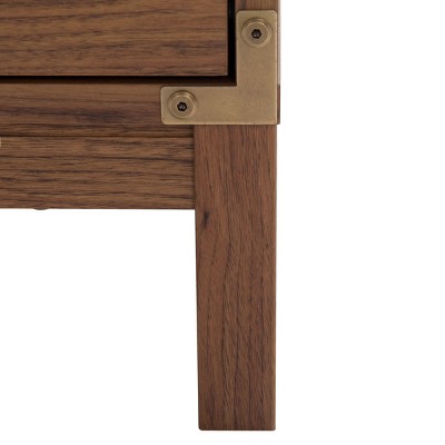 Galio Walnut and Gold 2 Drawer Nightstand