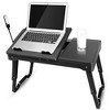 iMountek "Versatile Foldable Laptop Table with Cooling Fan, LED Light, USB Ports & Storage – Perfect for Home Office, Breakfast, and Snacking!" Black - 2 of 4
