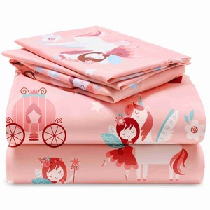 3 Piece Kids Twin Sheet Set Princess Unicorn Soft Microfiber Bed Sheets  Deep Pocket Wrinkle Free Cozy Toddler Bedding Set, Fade Resistant Breathable - 1 of 4