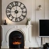 Large Wall Clock 24 Inch Silent Non - Ticking Oversized Decorative Retro Black Metal Clock Living Room Farmhouse Dinner - 4 of 4
