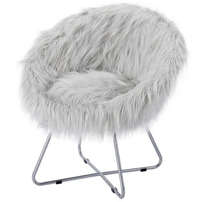 White fuzzy best sale round chair