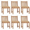 vidaXL 6-Piece Solid Teak Wood Patio Chairs Set - Outdoor Garden Seating with Beige Cushions - Weather-Resistant and Highly Durable Furniture - 2 of 4