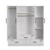 Keloyid White Wood 62.99 in. Armoire with 3 Drawers and 6 Shelves - 3 of 4