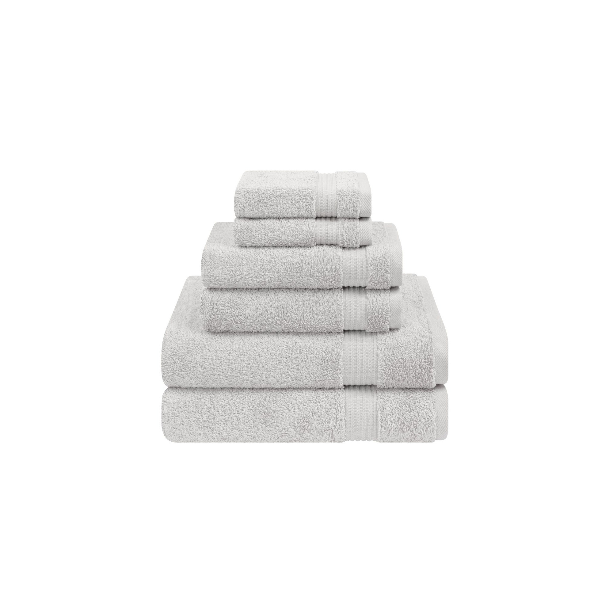American Soft Linen Bekos 6 Piece Towel Set, 100% Cotton Bath Towel Set for Bathroom, Silver