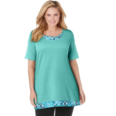 Woman Within Plus Size Layered-Look Print Tunic