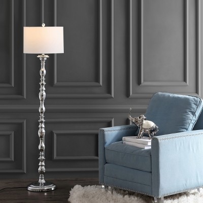 Wilhelmina Radiant Chrome Adjustable Floor Lamp with Off-White Shade