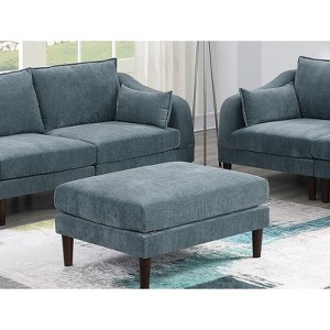 Gulches Mineral Color Morgan Fabric Ottoman - 32"¡Á27"¡Á17"H, 1pc Soft Cushion, Wood Legs, Contemporary Modular Cocktail Ottoman for Living Room - 1 of 4