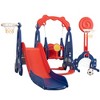 Infurnic Baby Activity Gyms 5-in-1 Kids Playground, Giraffe Design, Slide, Swing, Basketball, Football, Multicolored, 26.77"*5.91"*15.35" - 3 of 4
