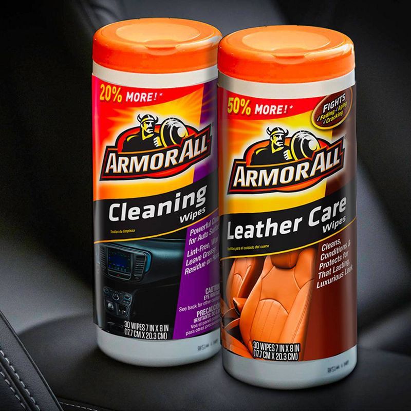 Armor All 2pk 30ct Cleaning/Leather Wipes Automotive Interior Cleaner, 2 of 5
