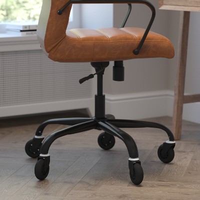Whitney High-Back Brown LeatherSoft Executive Swivel Chair with Black Metal Frame