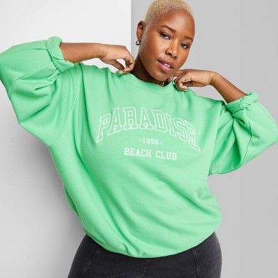 Wild Fable PORTLAND Sweatshirt Womens Small Green Crew Neck Collegiate  Sweater 