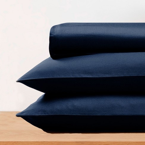 Soft Silk-Like Cooling Bed Sheets, Deep Pocket Sheets Set by California Design Den - Navy Blue, Twin - image 1 of 4