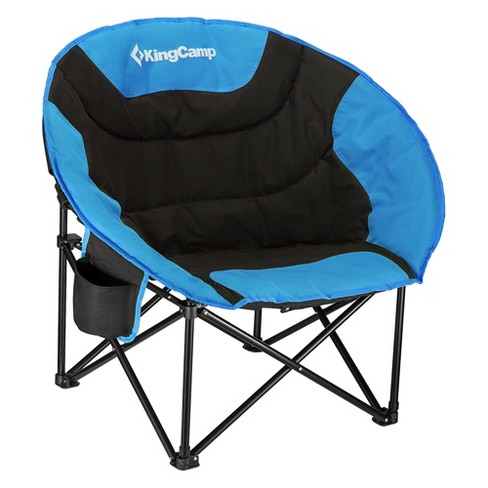 Kingcamp Folding Portable Indoor And Outdoor Waterproof Saucer Lounge  Camping And Bedroom Chair With Cup Holder And Back Storage Pocket,  Black/blue : Target